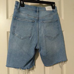 High Waisted Medium Wash Bermuda Jean Shorts